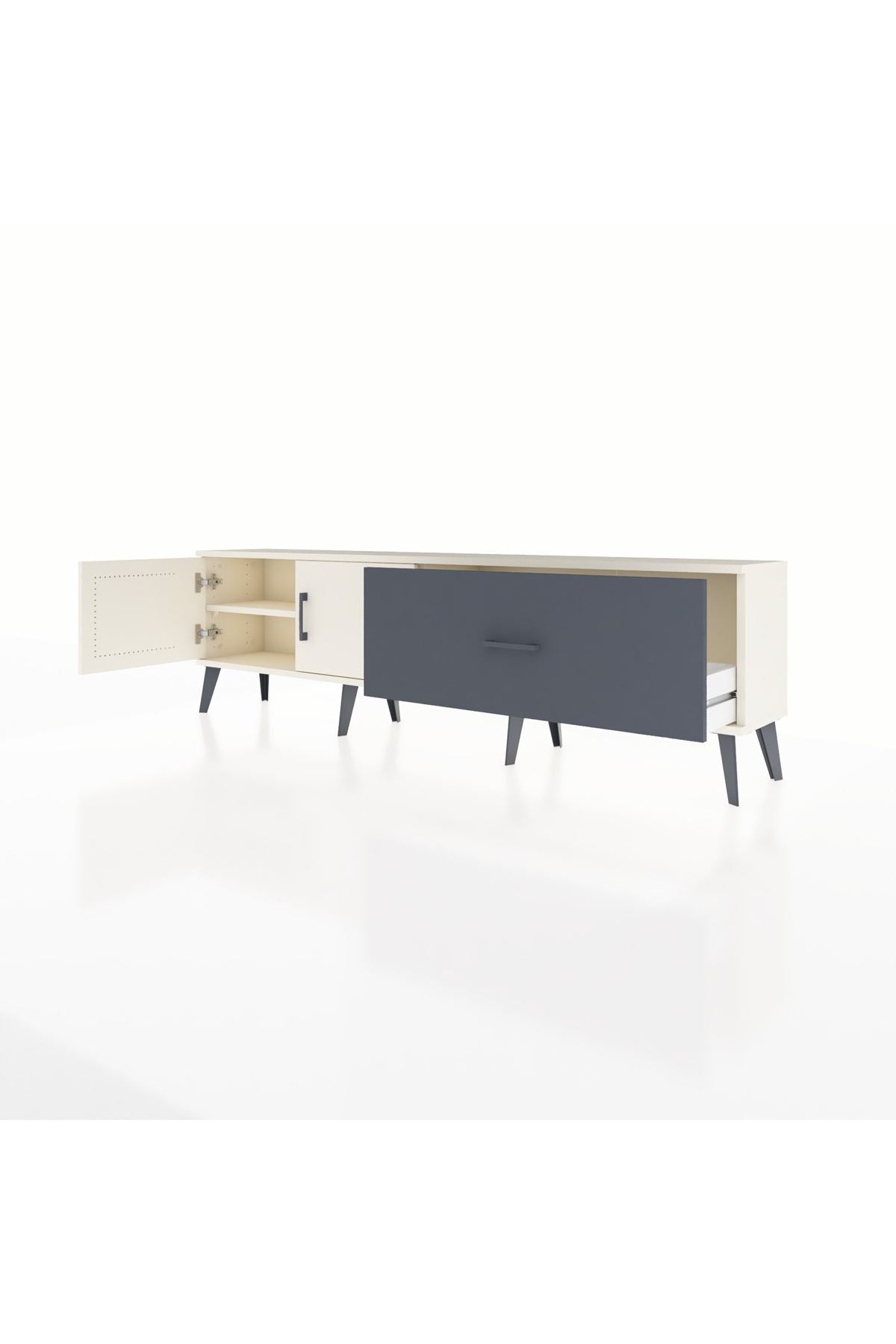 Arges TV Ünitesi Tek Raflı Tek Çekmeceli 2 Kapaklı 176x30x51 Aytaşı-Aytaşı/Antrasit