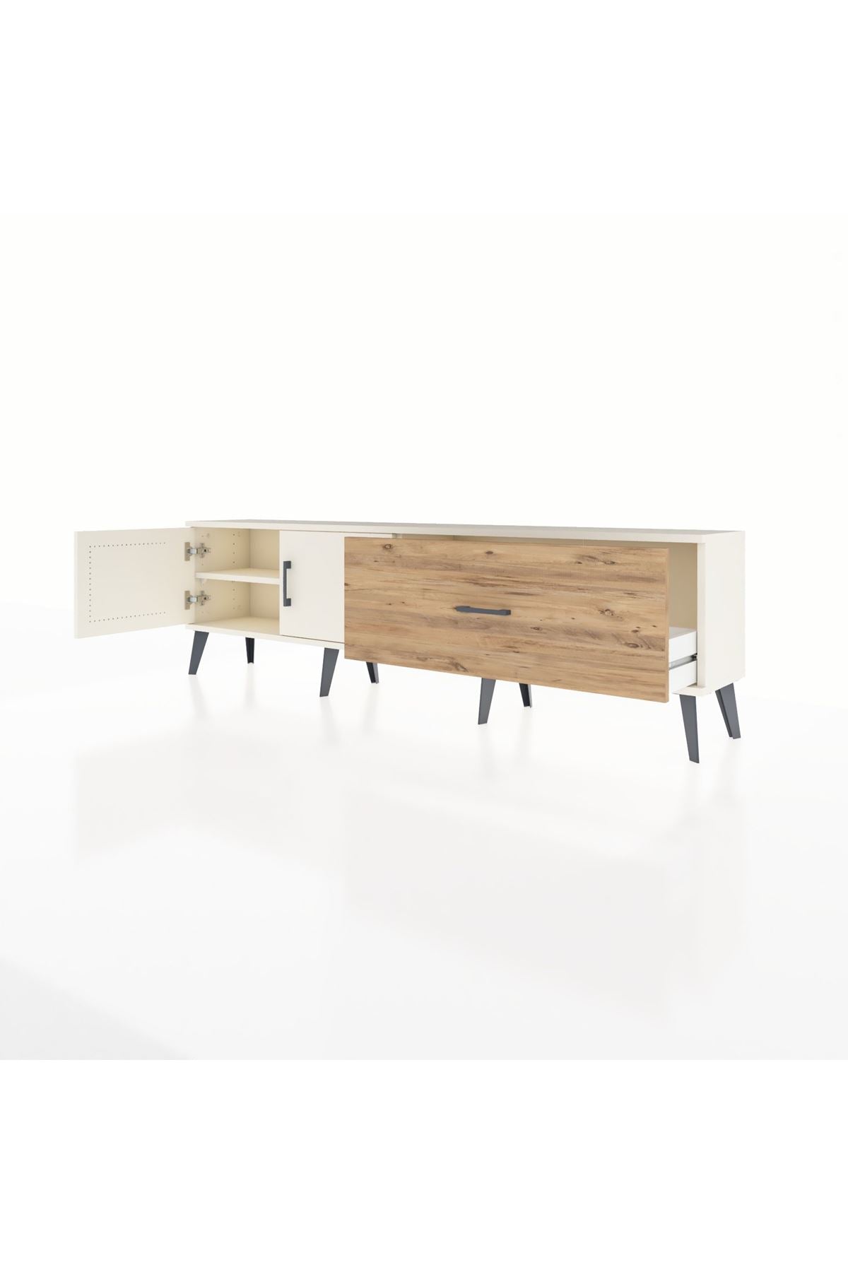 Arges TV Ünitesi Tek Raflı Tek Çekmeceli 2 Kapaklı 176x30x51 Aytaşı-Aytaşı/Çam