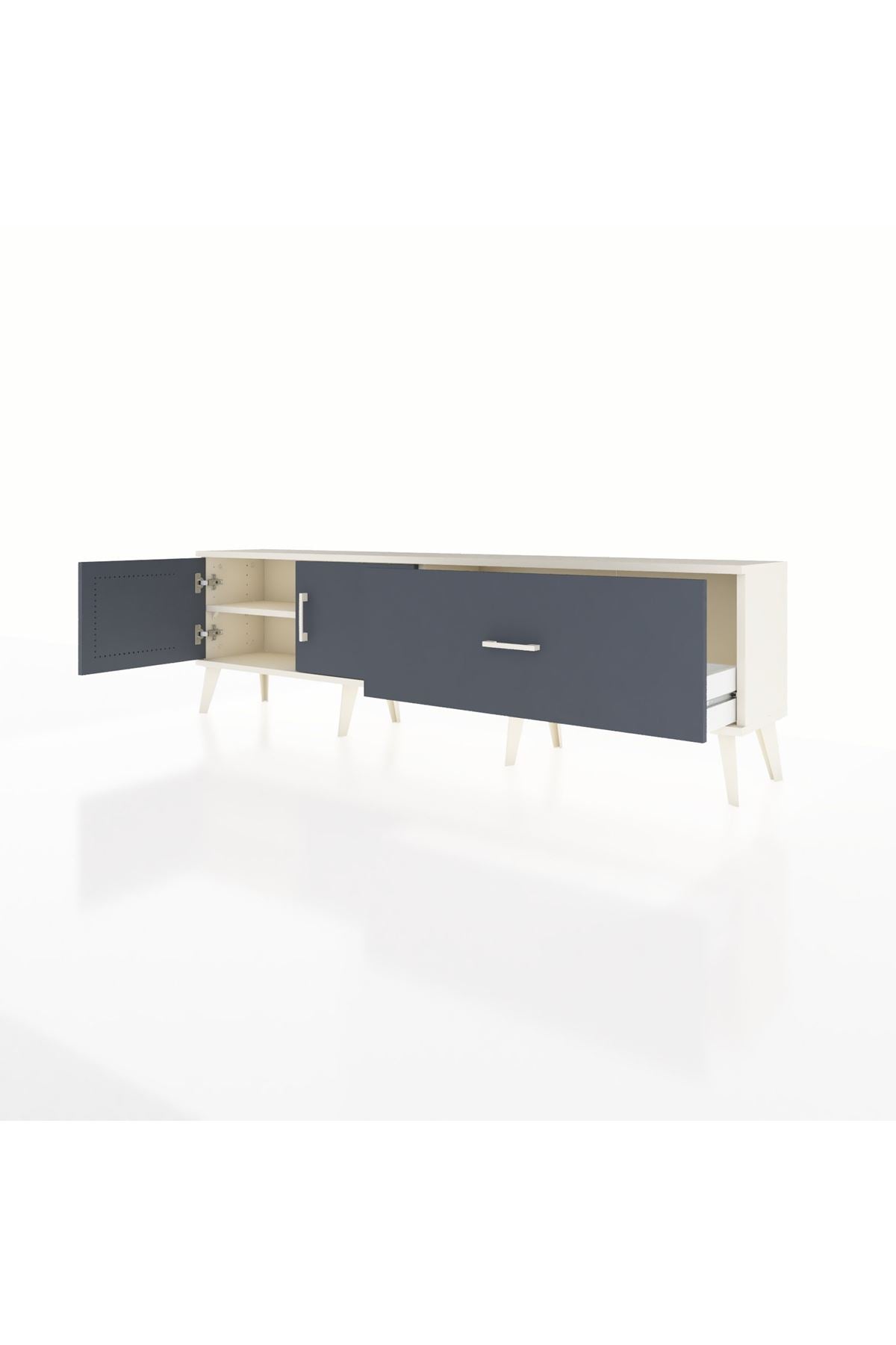 Arges TV Ünitesi Tek Raflı Tek Çekmeceli 2 Kapaklı 176x30x51 Aytaşı-Antrasit/Antrasit