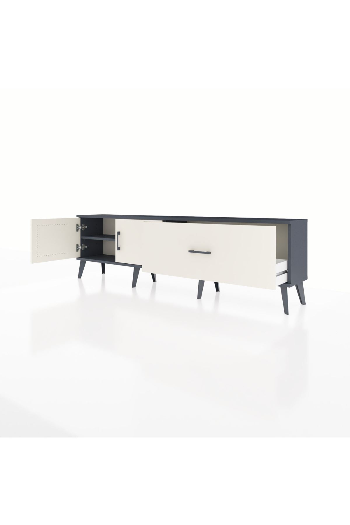 Arges TV Ünitesi Tek Raflı Tek Çekmeceli 2 Kapaklı 176x30x51 Antrasit-Aytaşı/Aytaşı