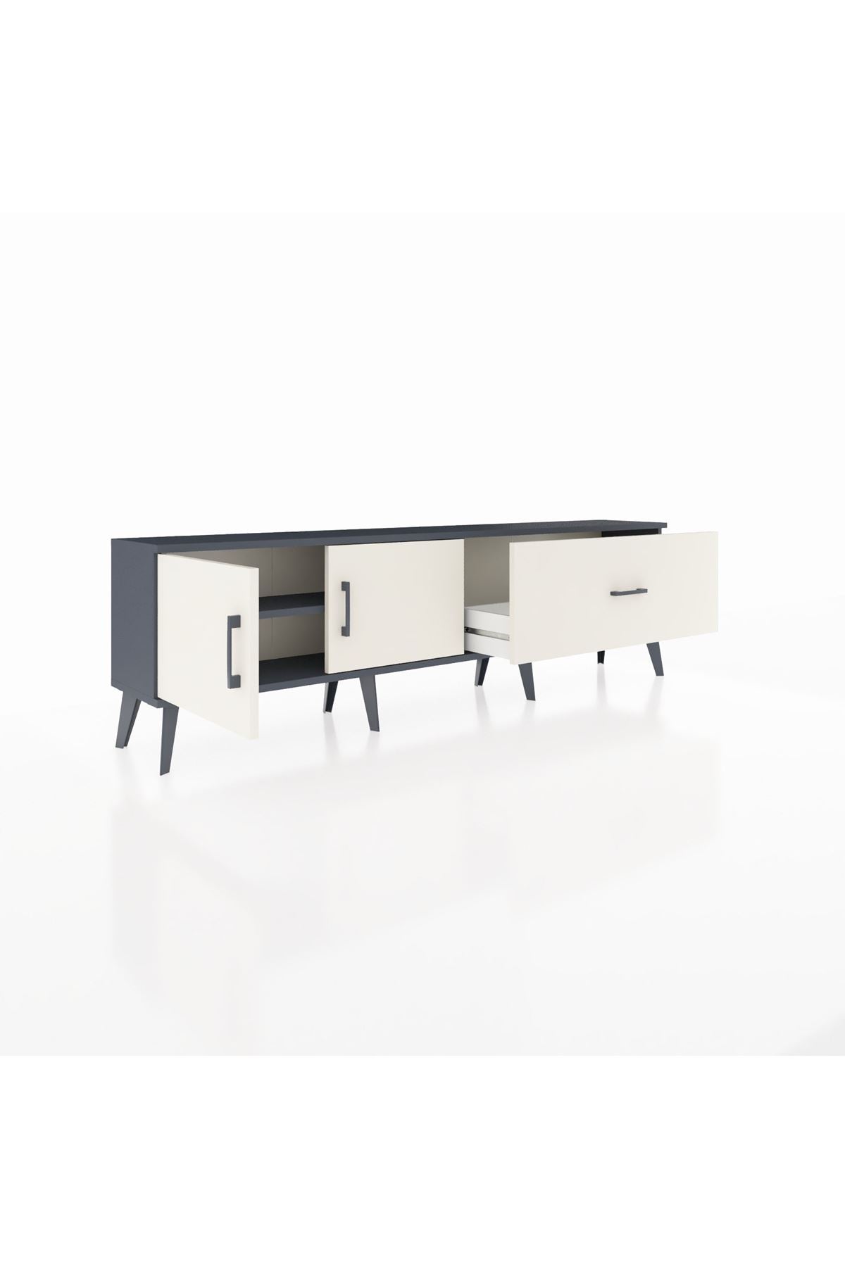 Arges TV Ünitesi Tek Raflı Tek Çekmeceli 2 Kapaklı 176x30x51 Antrasit-Aytaşı/Aytaşı