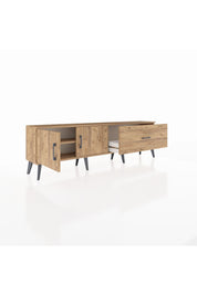 Arges TV Ünitesi Tek Raflı Tek Çekmeceli 2 Kapaklı 176x30x51 Çam-Çam/Çam