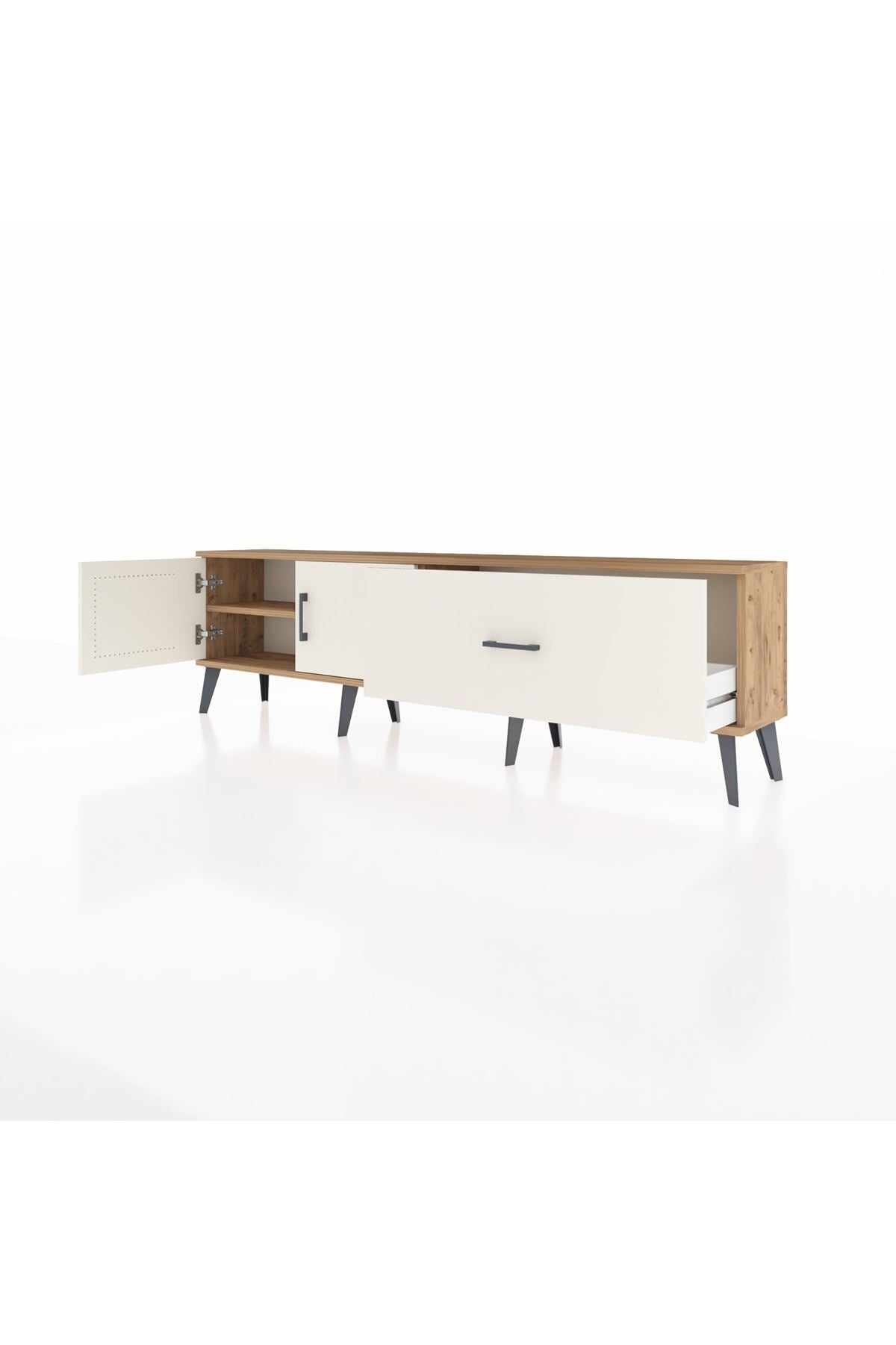 Arges TV Ünitesi Tek Raflı Tek Çekmeceli 2 Kapaklı 176x30x51 Çam-Aytaşı/Aytaşı