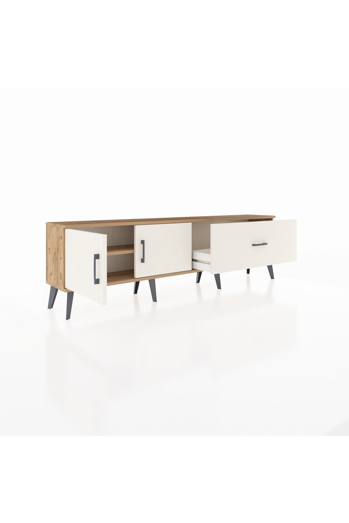 Arges TV Ünitesi Tek Raflı Tek Çekmeceli 2 Kapaklı 176x30x51 Çam-Aytaşı/Aytaşı