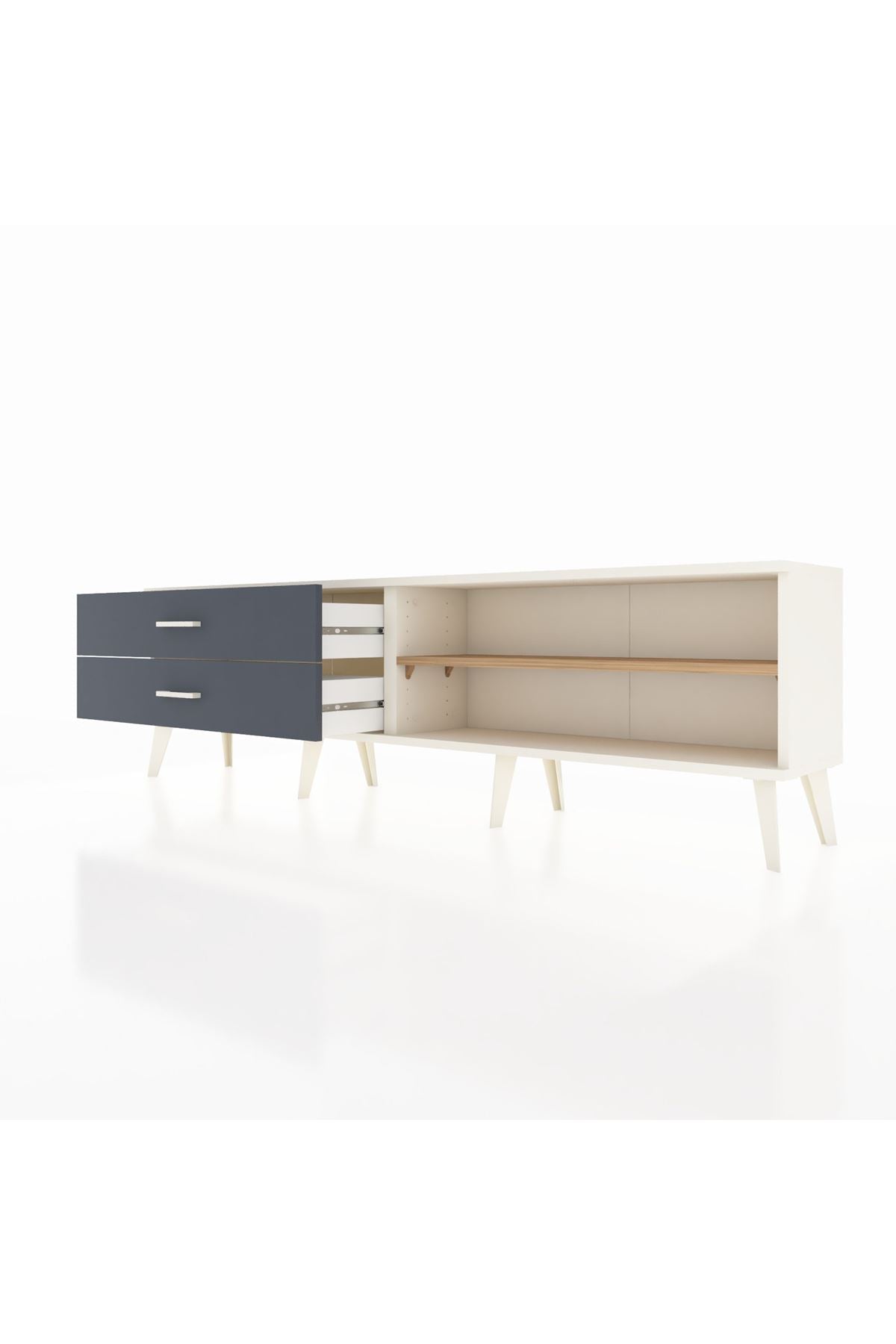 Arges TV Ünitesi Tek Raflı 2 Çekmeceli  176x30x51 Aytaşı-Çam/Antrasit