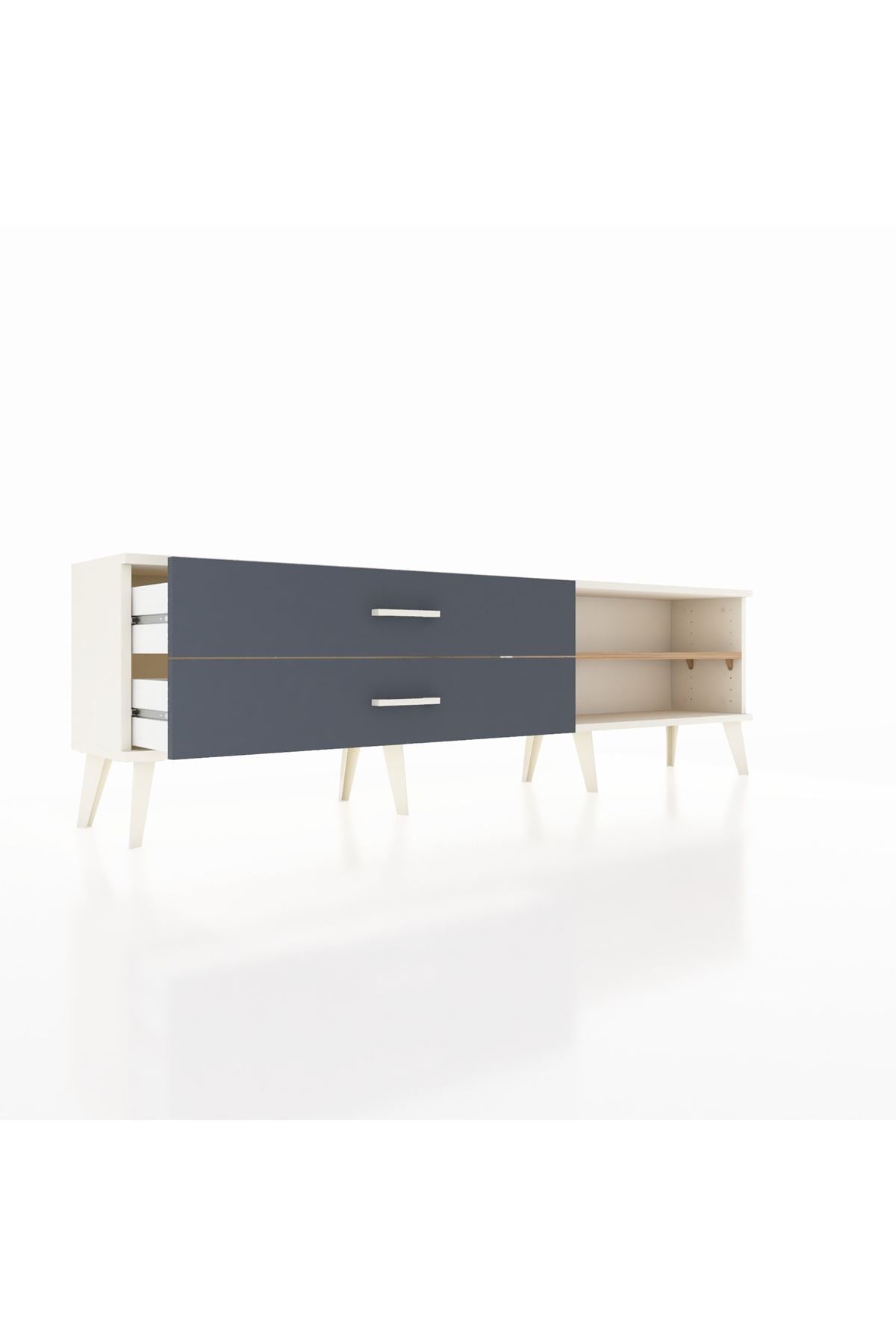 Arges TV Ünitesi Tek Raflı 2 Çekmeceli  176x30x51 Aytaşı-Çam/Antrasit