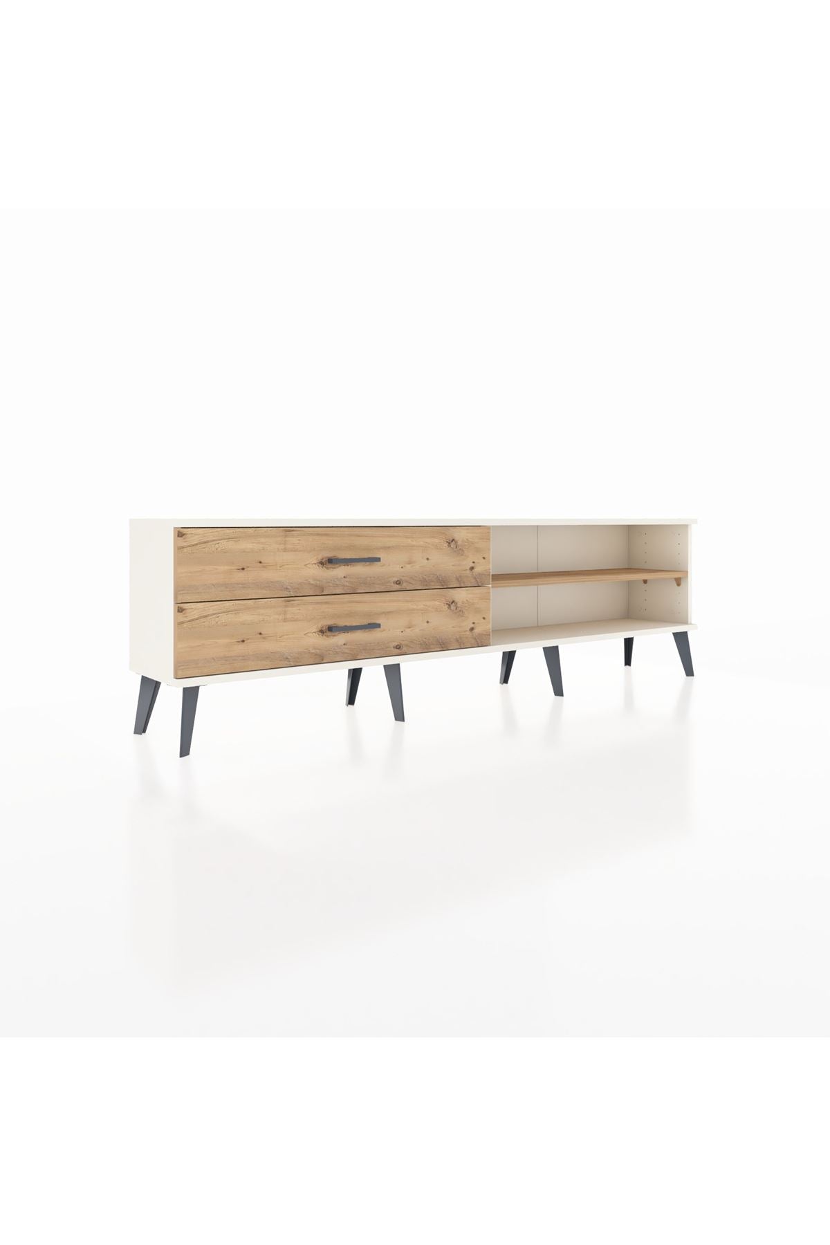 Arges TV Ünitesi Tek Raflı 2 Çekmeceli  176x30x51 Aytaşı-Çam/Çam