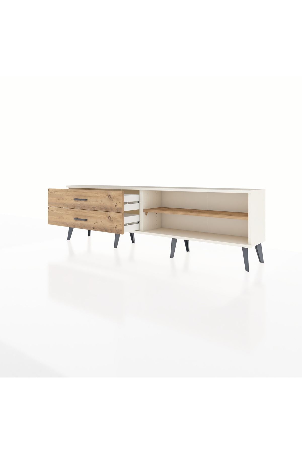 Arges TV Ünitesi Tek Raflı 2 Çekmeceli  176x30x51 Aytaşı-Çam/Çam