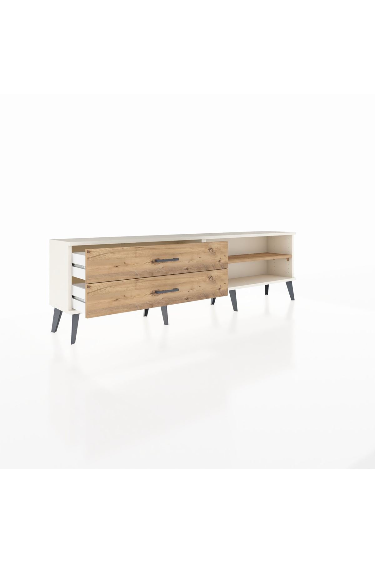 Arges TV Ünitesi Tek Raflı 2 Çekmeceli  176x30x51 Aytaşı-Çam/Çam