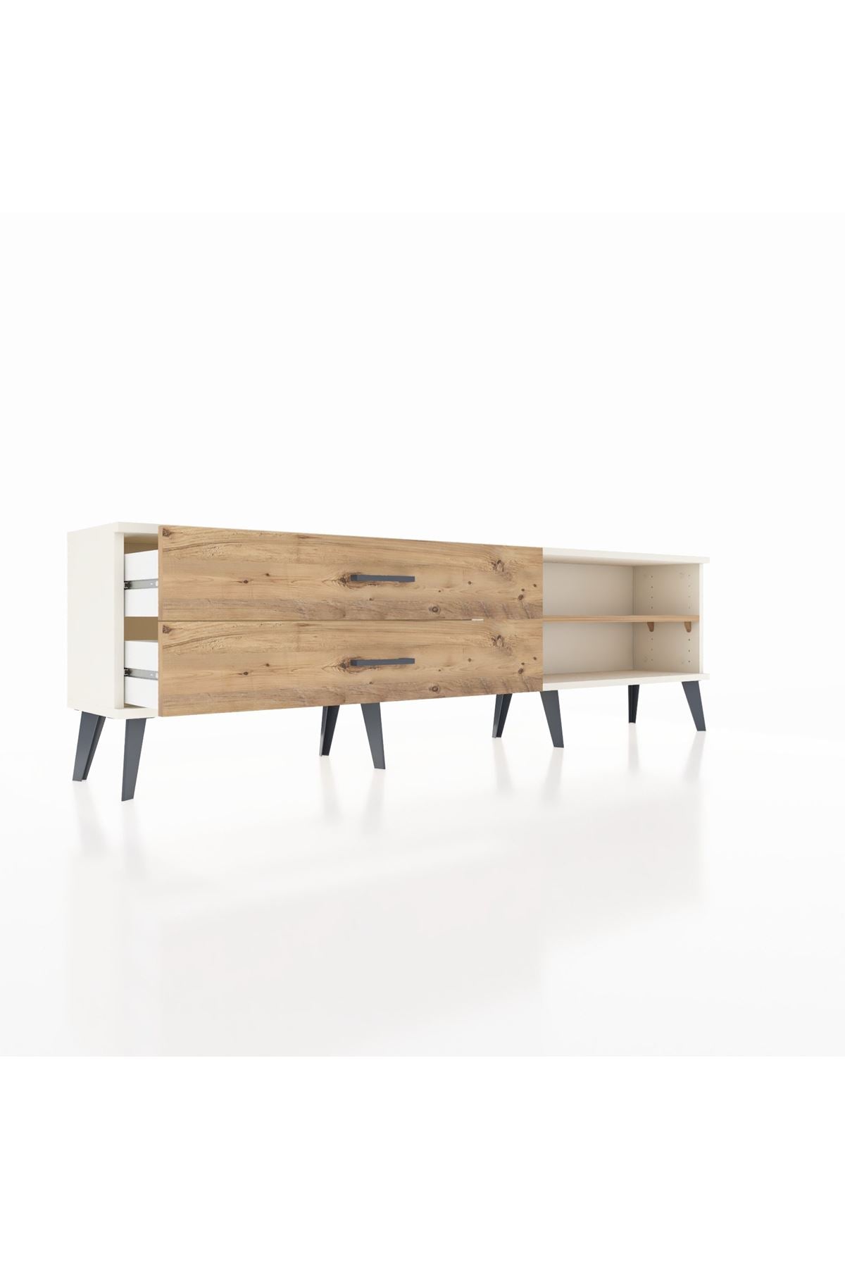 Arges TV Ünitesi Tek Raflı 2 Çekmeceli  176x30x51 Aytaşı-Çam/Çam