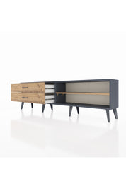 Arges TV Ünitesi Tek Raflı 2 Çekmeceli  176x30x51 Antrasit-Çam/Çam
