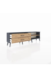 Arges TV Ünitesi Tek Raflı 2 Çekmeceli  176x30x51 Antrasit-Çam/Çam