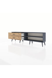 Arges TV Ünitesi Tek Raflı 2 Çekmeceli  176x30x51 Antrasit-Antrasit/Çam