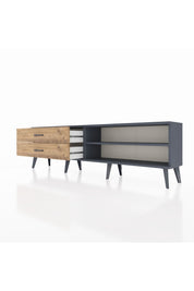 Arges TV Ünitesi Tek Raflı 2 Çekmeceli  176x30x51 Antrasit-Antrasit/Çam
