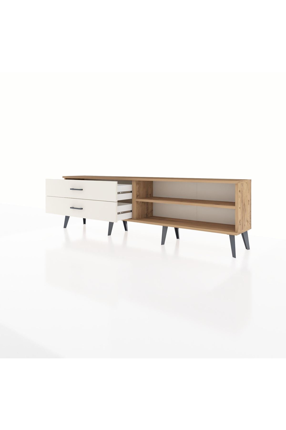 Arges TV Ünitesi Tek Raflı 2 Çekmeceli  176x30x51 Çam-Çam/Aytaşı