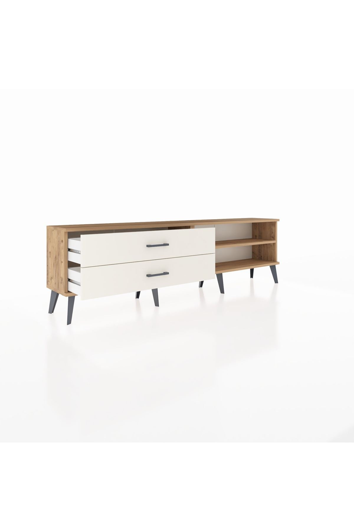 Arges TV Ünitesi Tek Raflı 2 Çekmeceli  176x30x51 Çam-Çam/Aytaşı