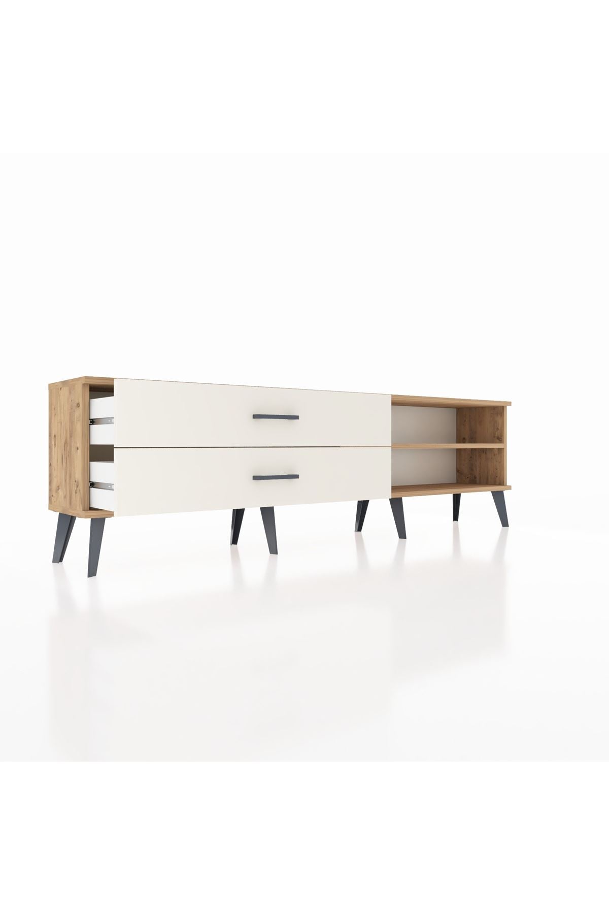 Arges TV Ünitesi Tek Raflı 2 Çekmeceli  176x30x51 Çam-Çam/Aytaşı