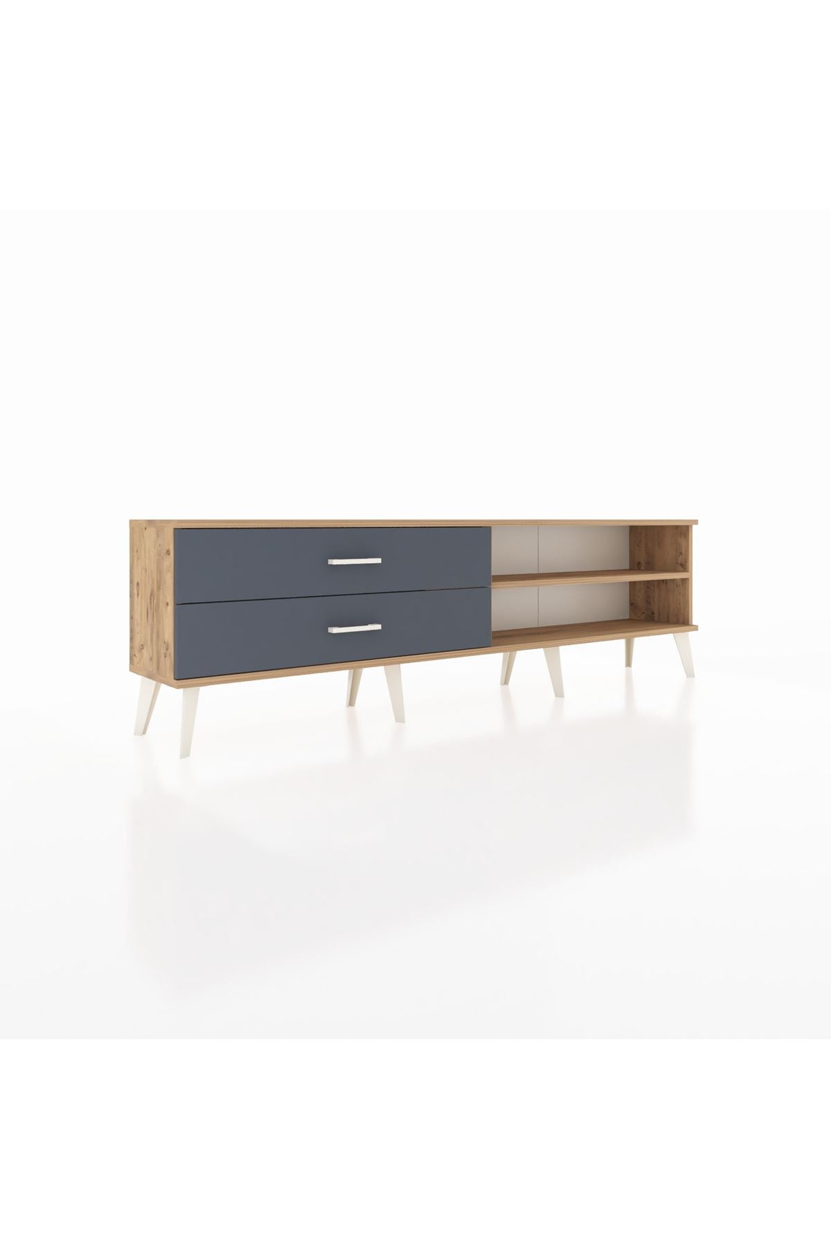 Arges TV Ünitesi Tek Raflı 2 Çekmeceli  176x30x51 Çam-Çam/Antrasit