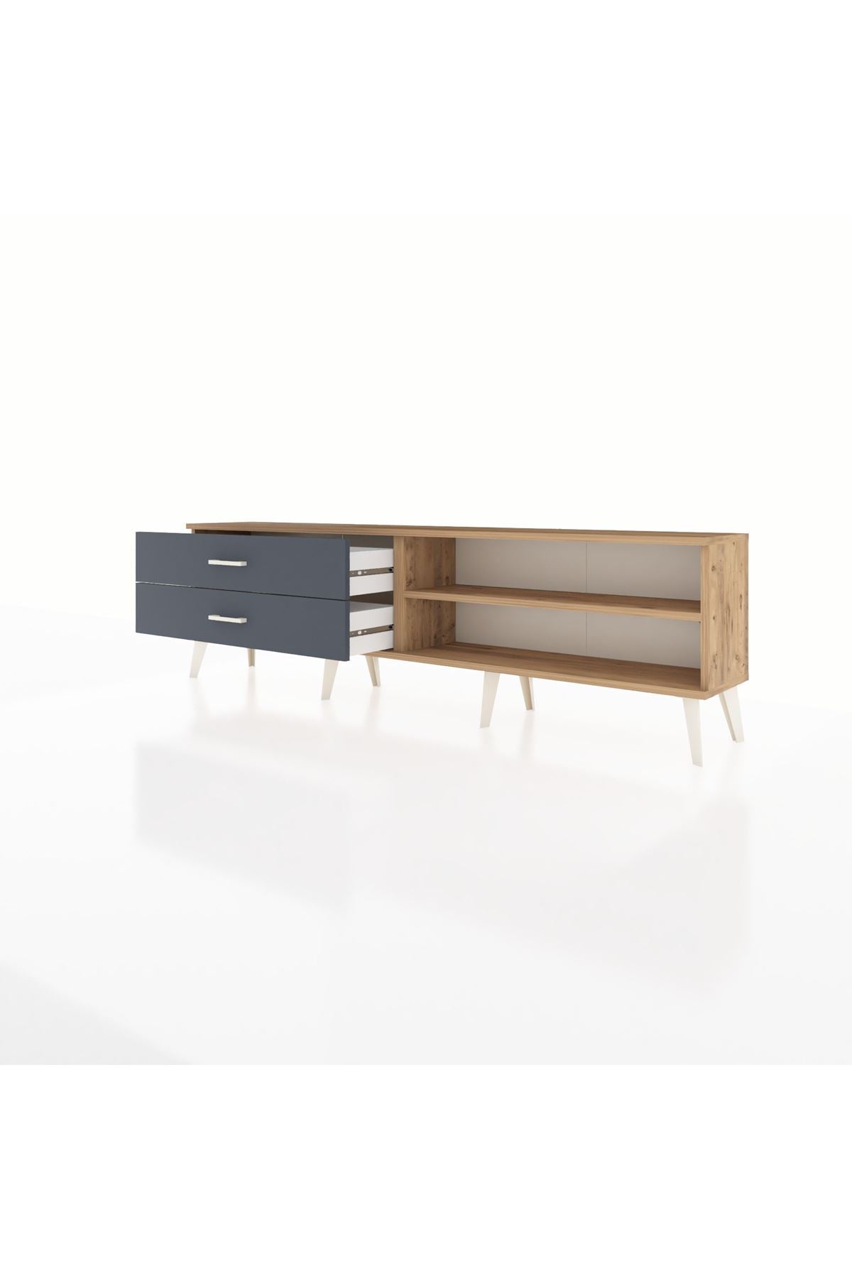 Arges TV Ünitesi Tek Raflı 2 Çekmeceli  176x30x51 Çam-Çam/Antrasit