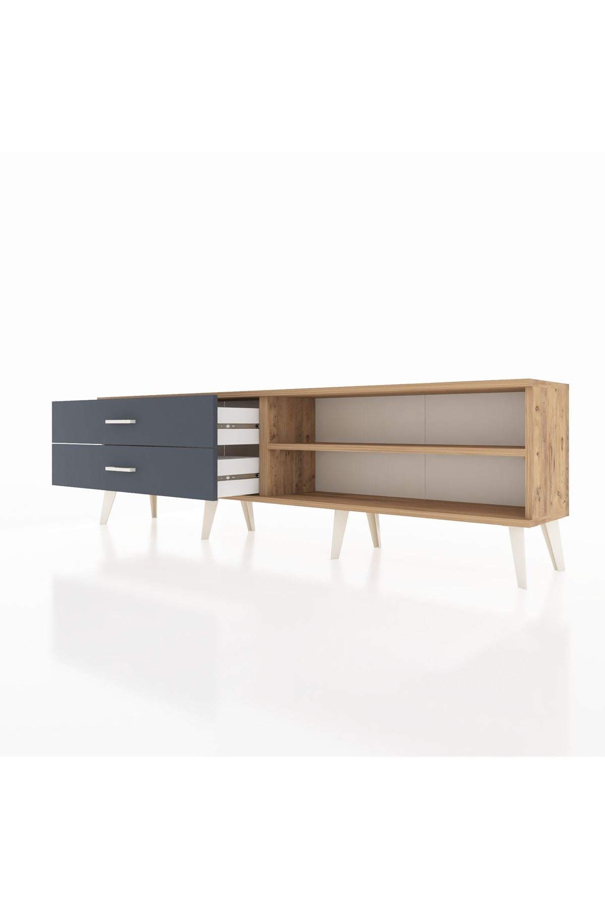 Arges TV Ünitesi Tek Raflı 2 Çekmeceli  176x30x51 Çam-Çam/Antrasit