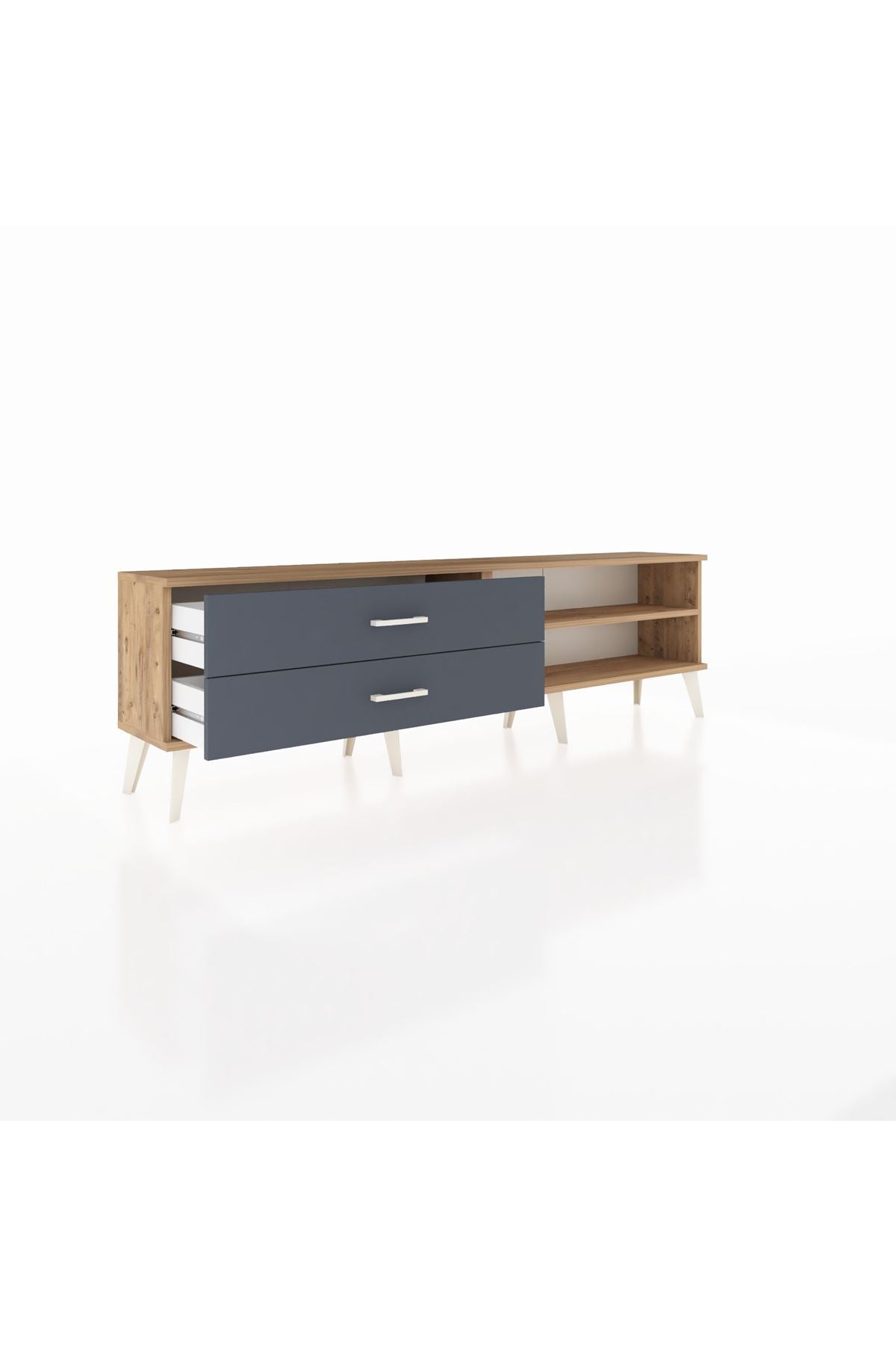 Arges TV Ünitesi Tek Raflı 2 Çekmeceli  176x30x51 Çam-Çam/Antrasit