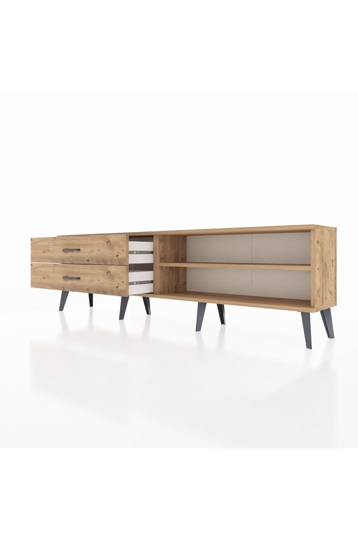 Arges TV Ünitesi Tek Raflı 2 Çekmeceli  176x30x51 Çam-Çam/Çam