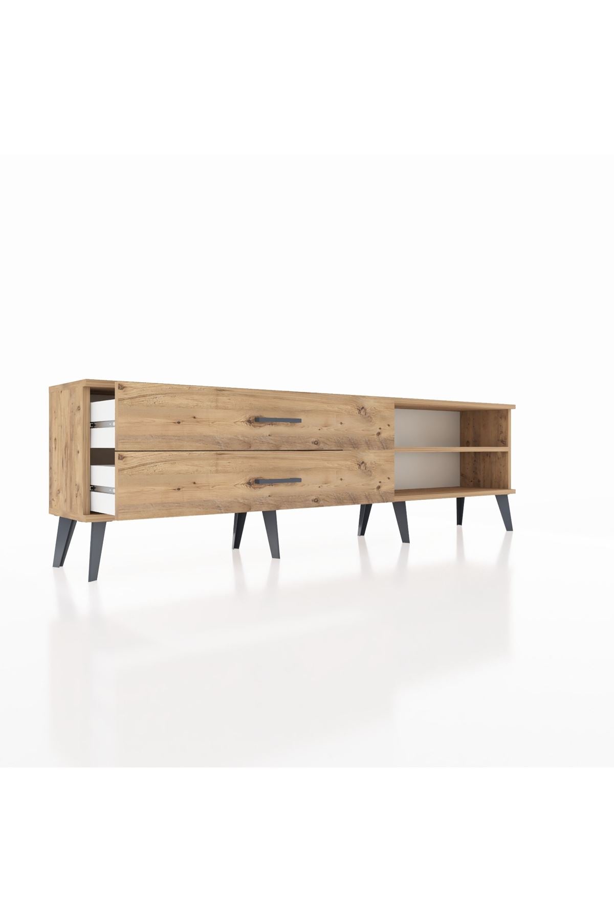 Arges TV Ünitesi Tek Raflı 2 Çekmeceli  176x30x51 Çam-Çam/Çam