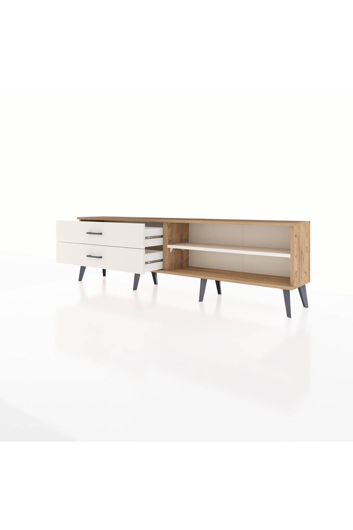 Arges TV Ünitesi Tek Raflı 2 Çekmeceli  176x30x51 Çam-Aytaşı/Aytaşı