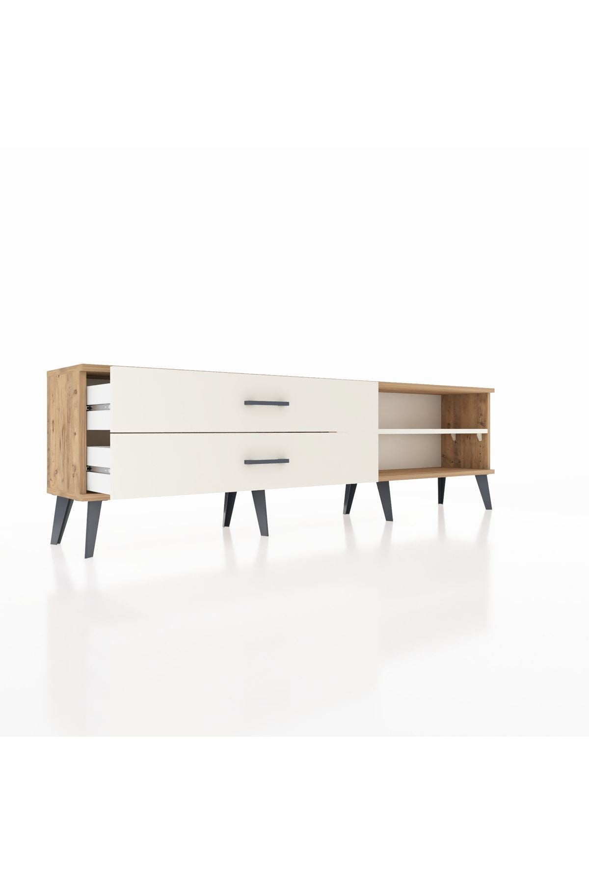 Arges TV Ünitesi Tek Raflı 2 Çekmeceli  176x30x51 Çam-Aytaşı/Aytaşı