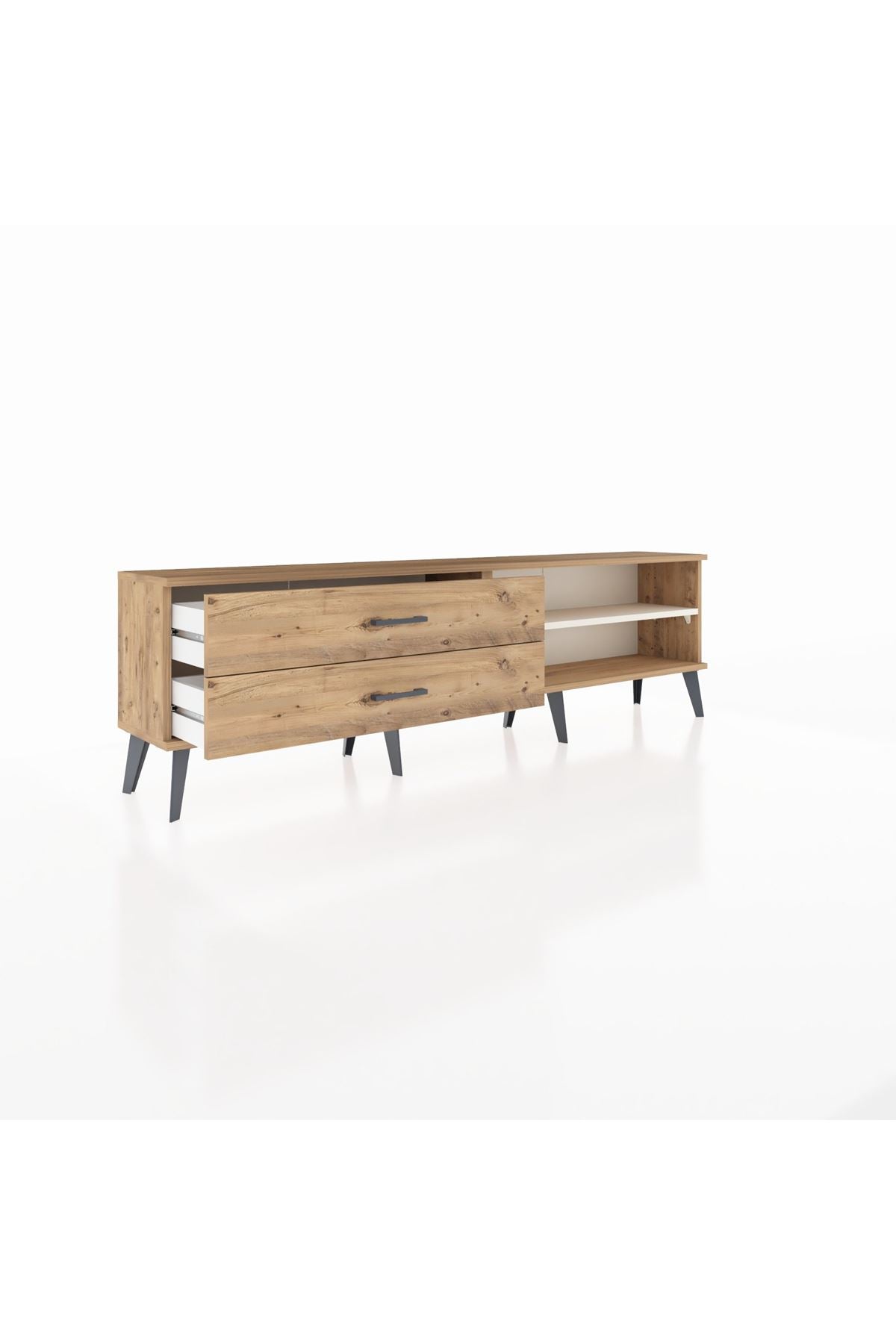 Arges TV Ünitesi Tek Raflı 2 Çekmeceli  176x30x51 Çam-Aytaşı/Çam