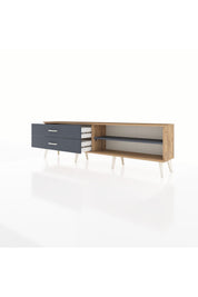 Arges TV Ünitesi Tek Raflı 2 Çekmeceli  176x30x51 Çam-Antrasit/Antrasit