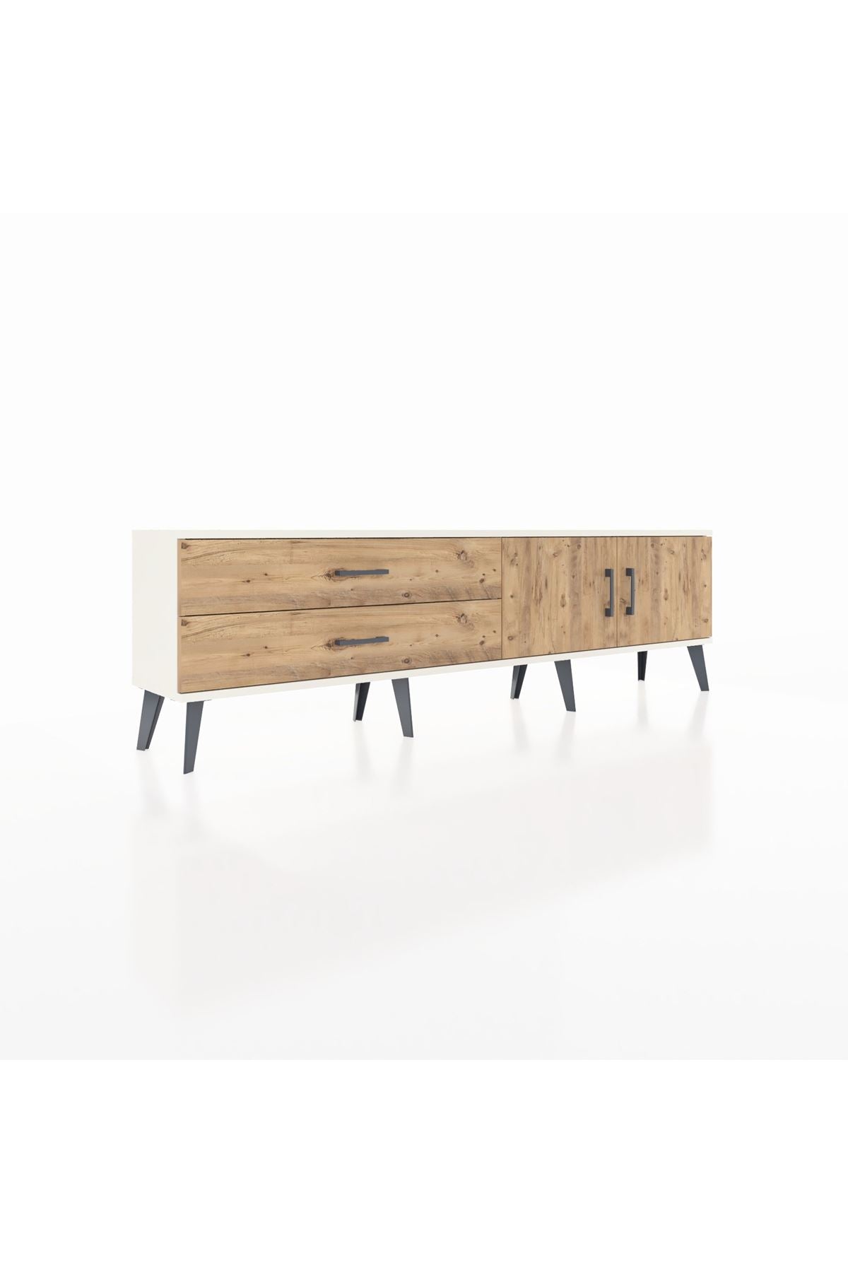 Arges TV Ünitesi Tek Raflı 2 Çekmeceli 2 Kapaklı 176x30x51 Aytaşı-Çam/Çam