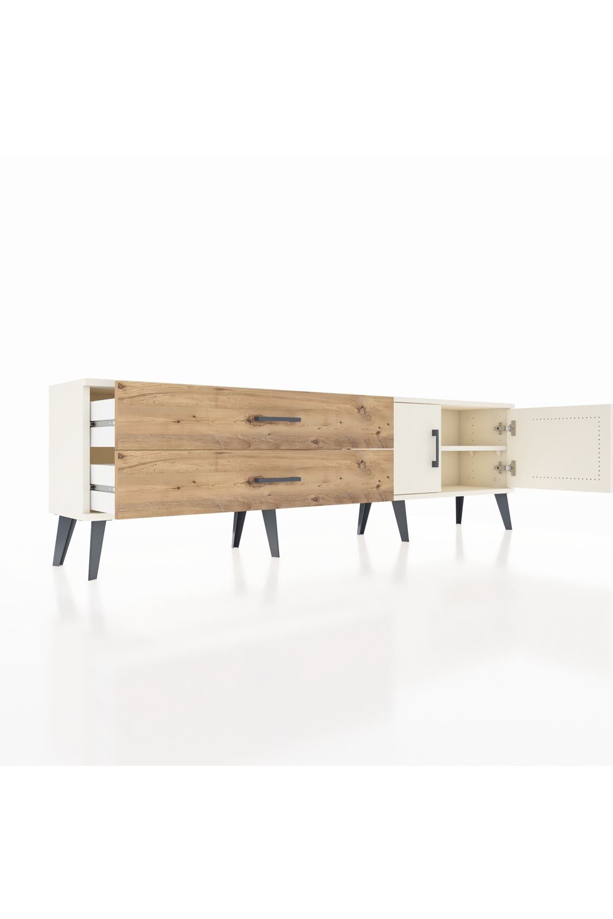 Arges TV Ünitesi Tek Raflı 2 Çekmeceli 2 Kapaklı 176x30x51 Aytaşı-Aytaşı/Çam