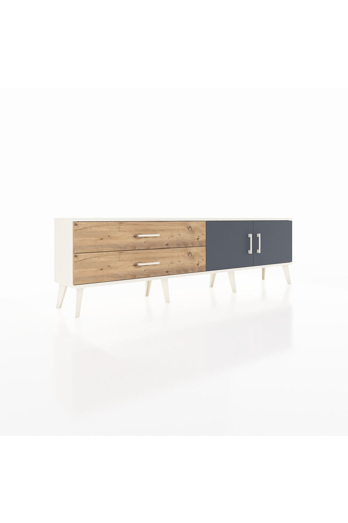 Arges TV Ünitesi Tek Raflı 2 Çekmeceli 2 Kapaklı 176x30x51 Aytaşı-Antrasit/Çam