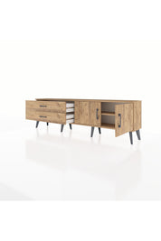Arges TV Ünitesi Tek Raflı 2 Çekmeceli 2 Kapaklı 176x30x51 Çam-Çam/Çam