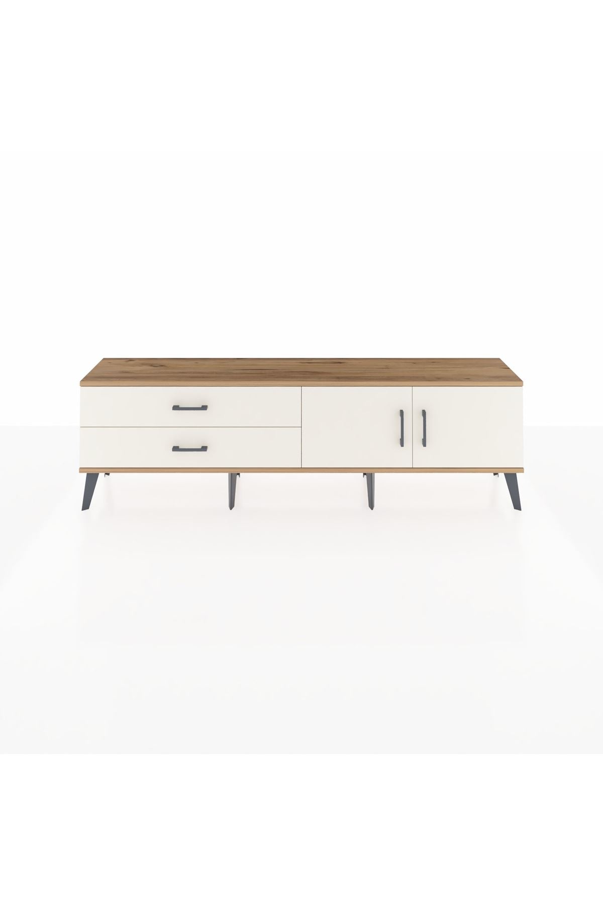 Arges TV Ünitesi Tek Raflı 2 Çekmeceli 2 Kapaklı 176x30x51 Çam-Aytaşı/Aytaşı