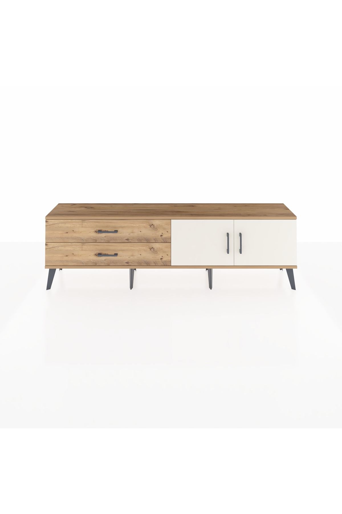 Arges TV Ünitesi Tek Raflı 2 Çekmeceli 2 Kapaklı 176x30x51 Çam-Aytaşı/Çam
