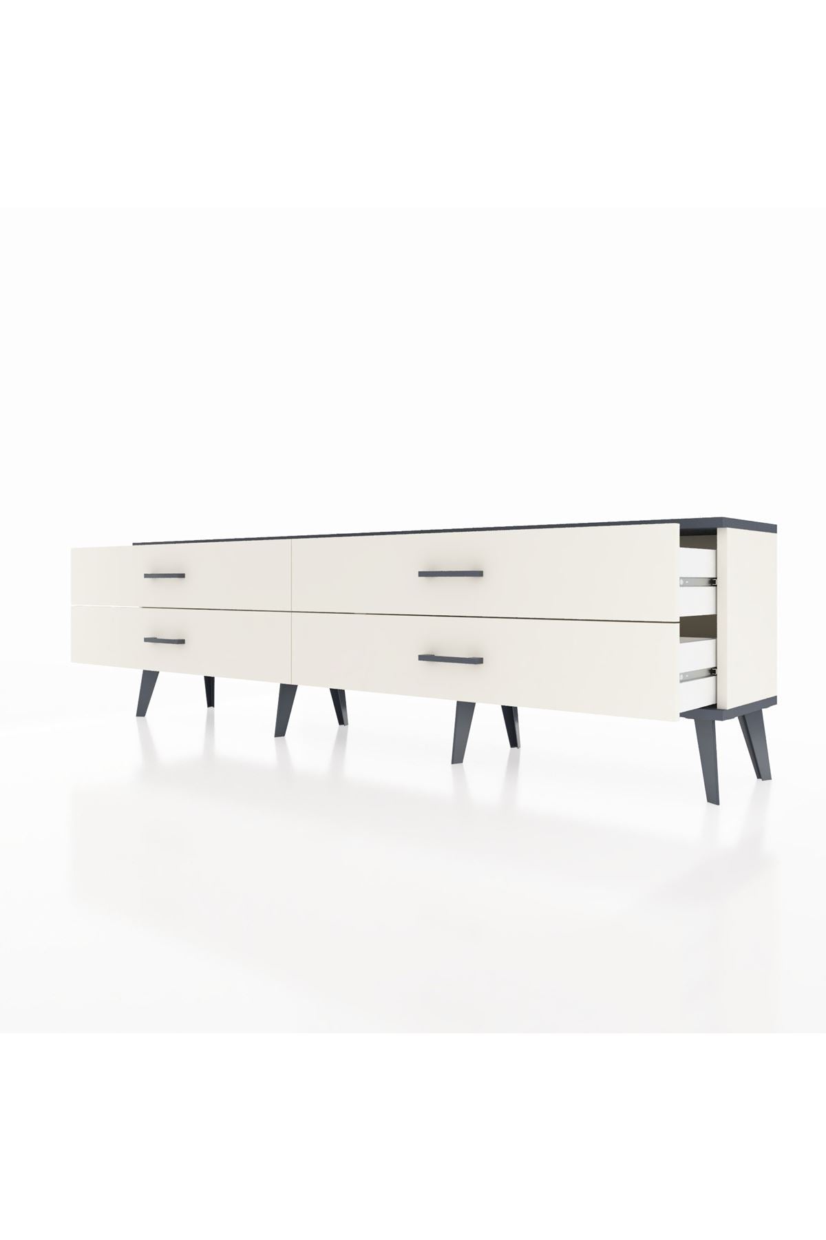 Arges TV Ünitesi 4 Çekmeceli  176x30x51 Aytaşı-Antrasit/Aytaşı