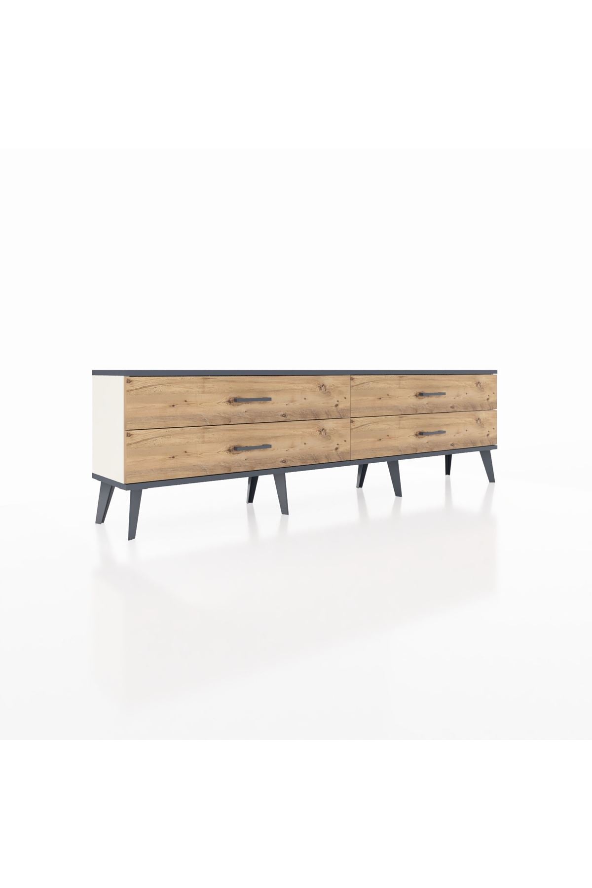 Arges TV Ünitesi 4 Çekmeceli  176x30x51 Aytaşı-Antrasit/Çam