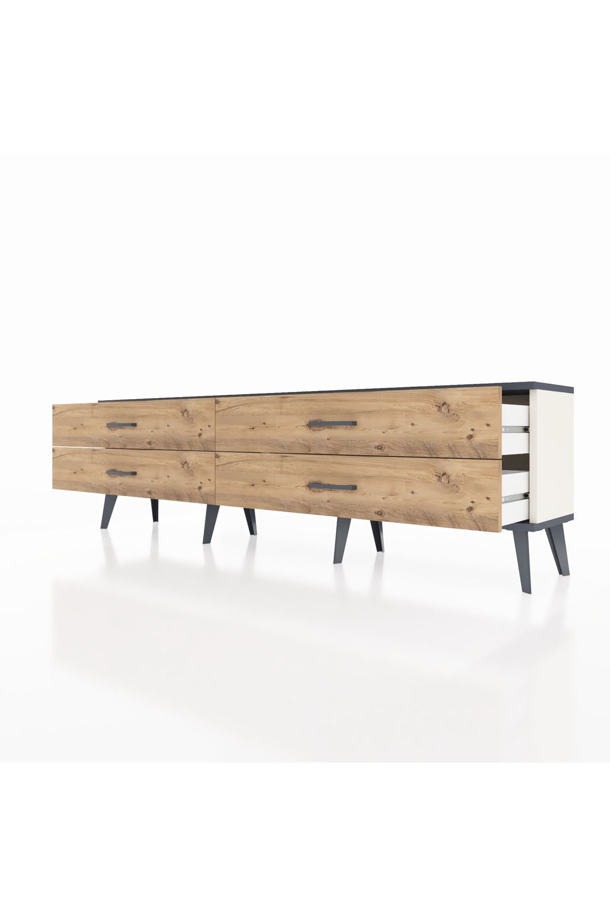 Arges TV Ünitesi 4 Çekmeceli  176x30x51 Aytaşı-Antrasit/Çam