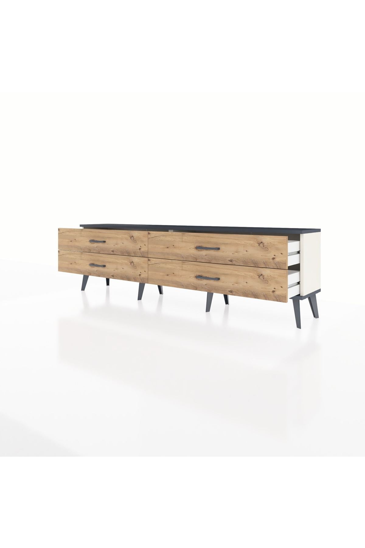 Arges TV Ünitesi 4 Çekmeceli  176x30x51 Aytaşı-Antrasit/Çam