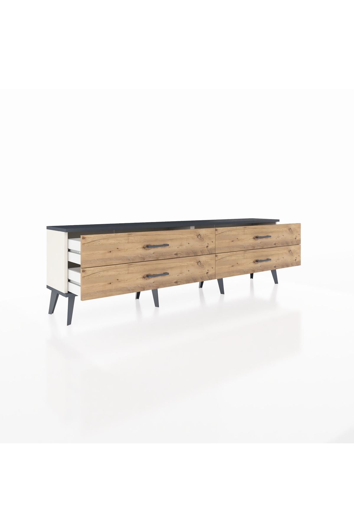 Arges TV Ünitesi 4 Çekmeceli  176x30x51 Aytaşı-Antrasit/Çam