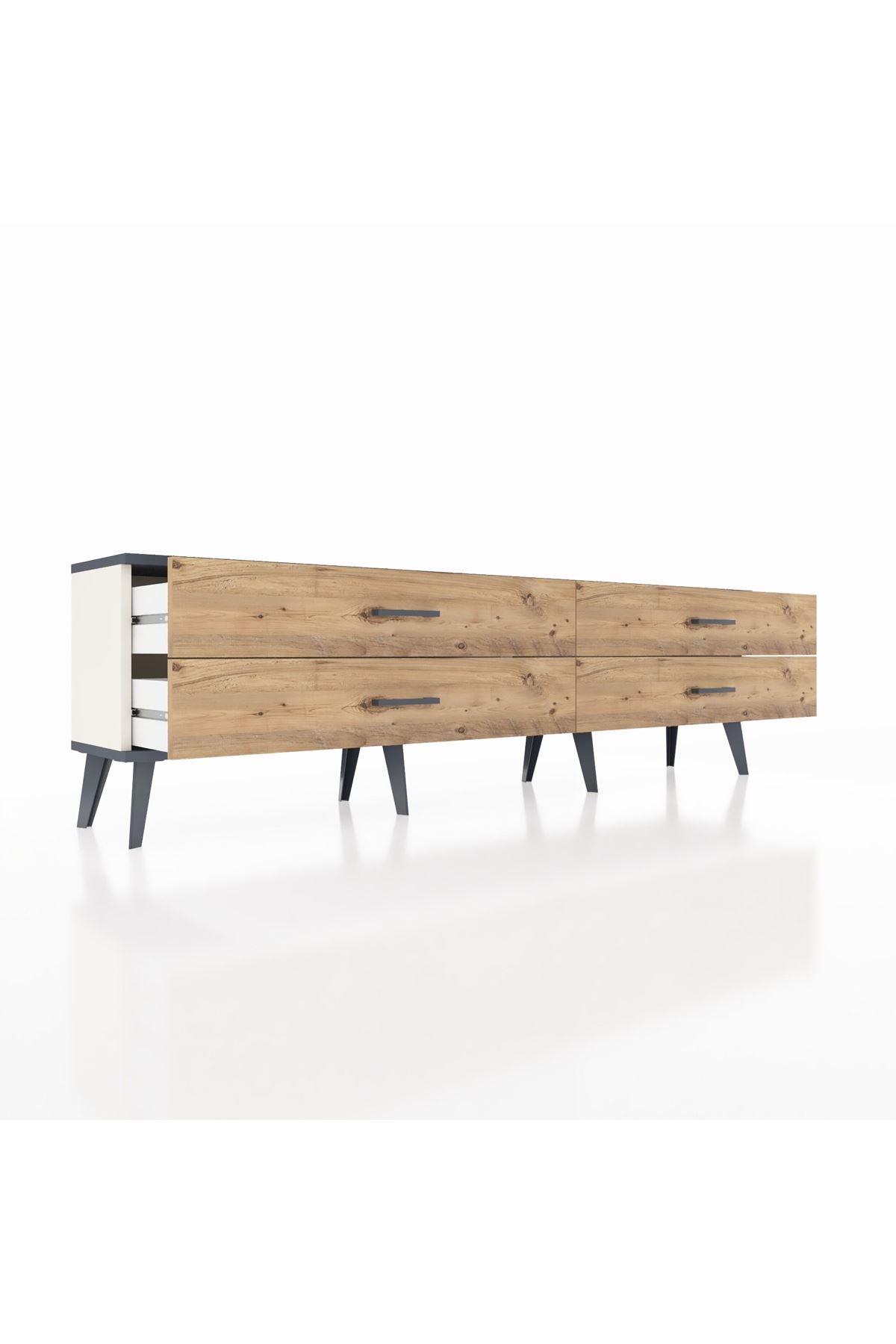 Arges TV Ünitesi 4 Çekmeceli  176x30x51 Aytaşı-Antrasit/Çam