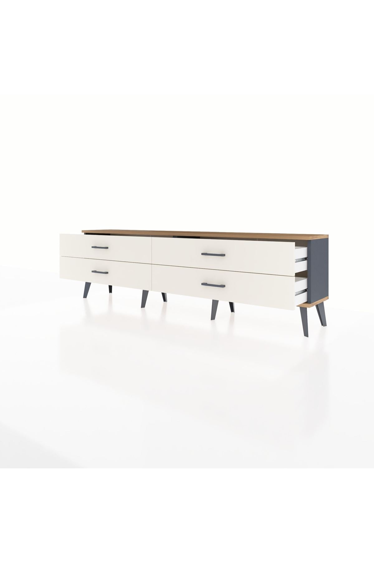 Arges TV Ünitesi 4 Çekmeceli  176x30x51 Antrasit-Çam/Aytaşı