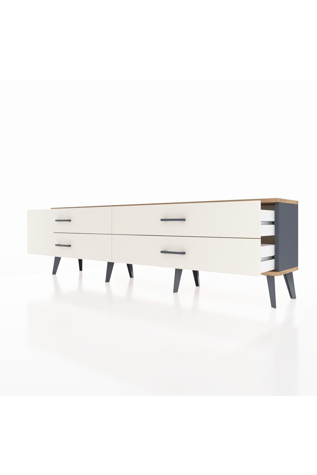 Arges TV Ünitesi 4 Çekmeceli  176x30x51 Antrasit-Çam/Aytaşı