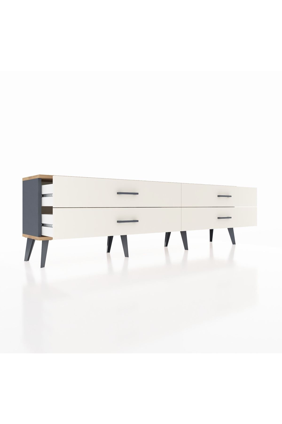 Arges TV Ünitesi 4 Çekmeceli  176x30x51 Antrasit-Çam/Aytaşı