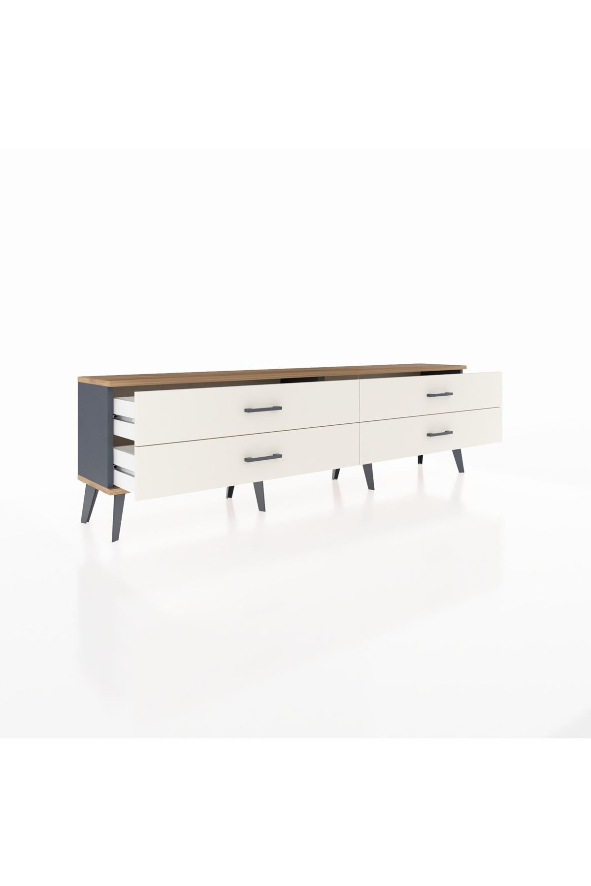 Arges TV Ünitesi 4 Çekmeceli  176x30x51 Antrasit-Çam/Aytaşı