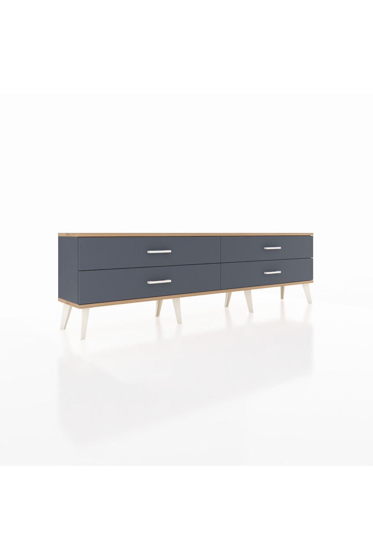 Arges TV Ünitesi 4 Çekmeceli  176x30x51 Antrasit-Çam/Antrasit