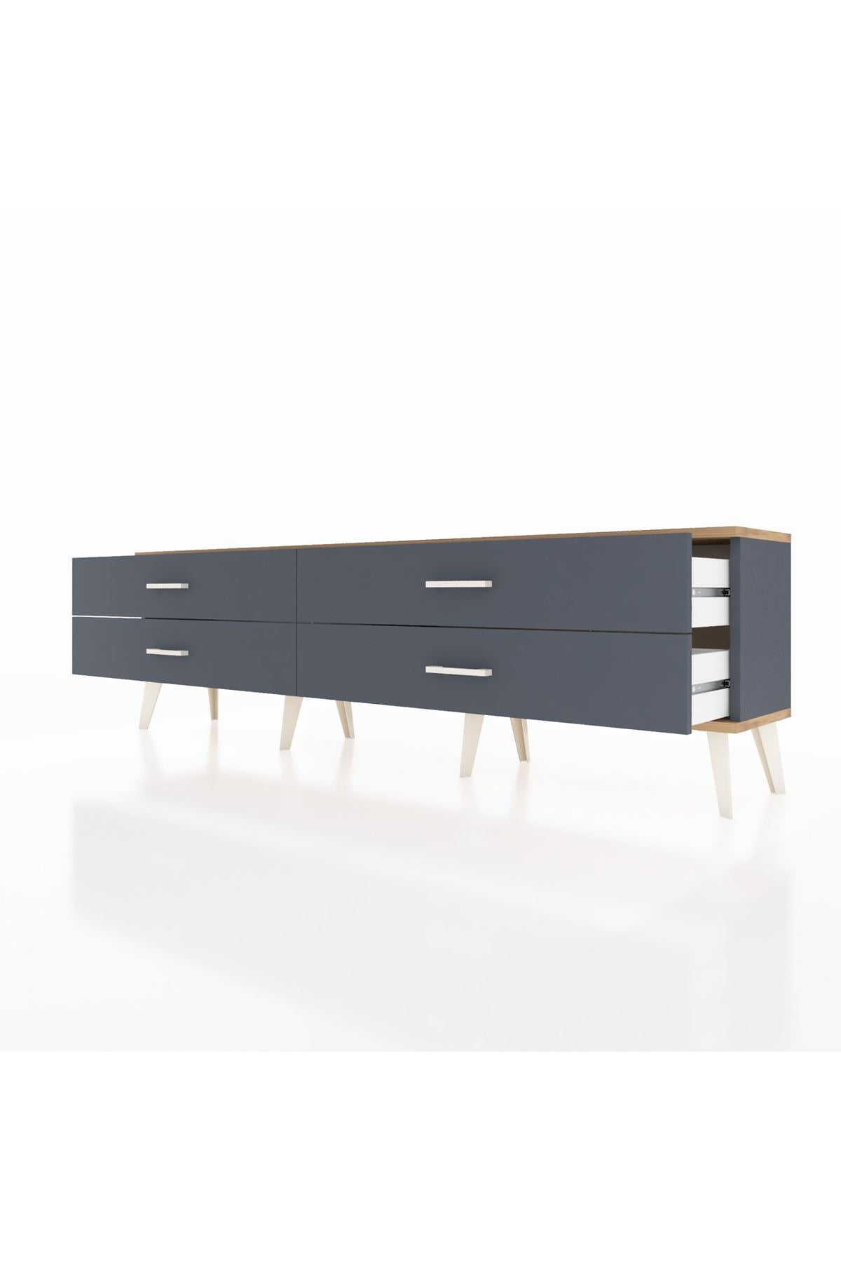 Arges TV Ünitesi 4 Çekmeceli  176x30x51 Antrasit-Çam/Antrasit