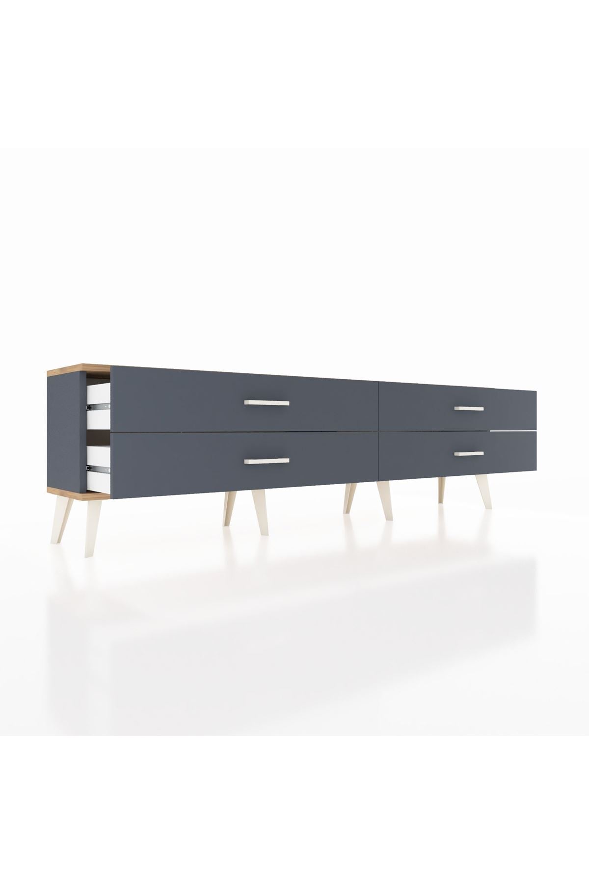 Arges TV Ünitesi 4 Çekmeceli  176x30x51 Antrasit-Çam/Antrasit